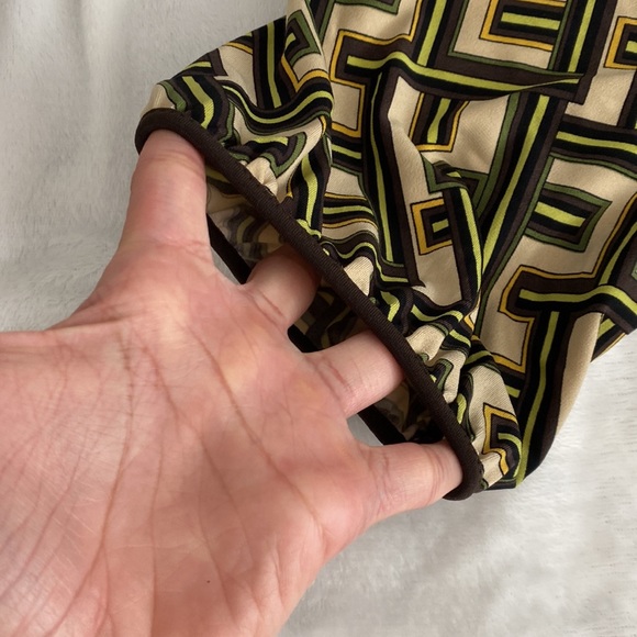 Ann Taylor LOFT geometric brown and green kimono style blouse - Picture 12 of 16